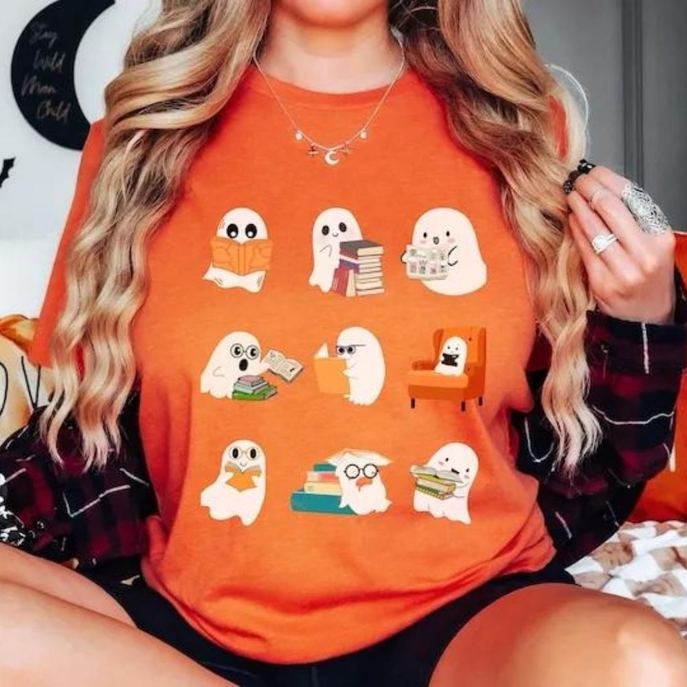 H0725 Halloween Teacher Spooky boo read sleep Fall School Ghost Pumpkin Skeleton